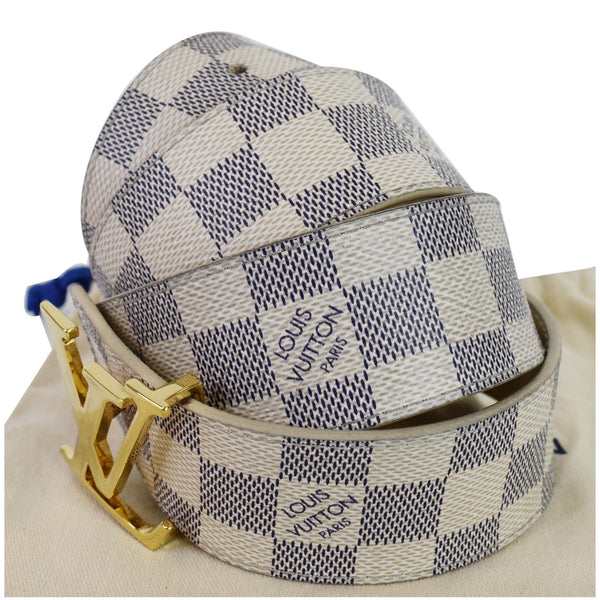 LOUIS VUITTON Damier Azur LV Initiales Belt White