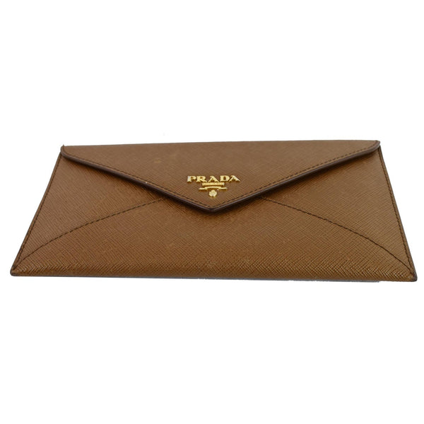 PRADA Envelope Saffiano Leather Wallet Brown