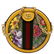 GUCCI Ophidia Mini Flora GG Round Supreme Monogram Web Crossbody Bag Yellow 550618