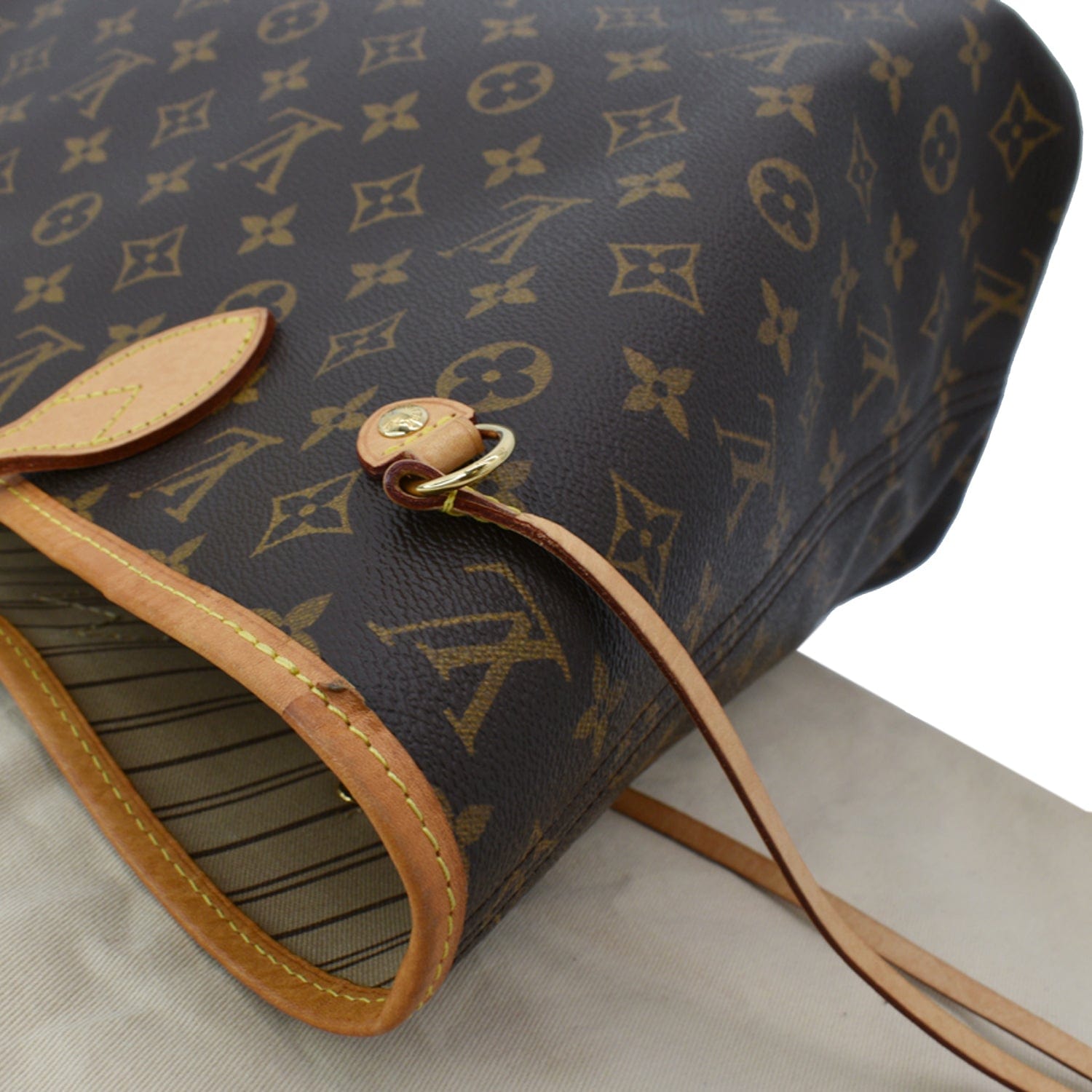 Authentic Louis Vuitton Neverfull Red Interior Tote MM Brown Canvas EUC