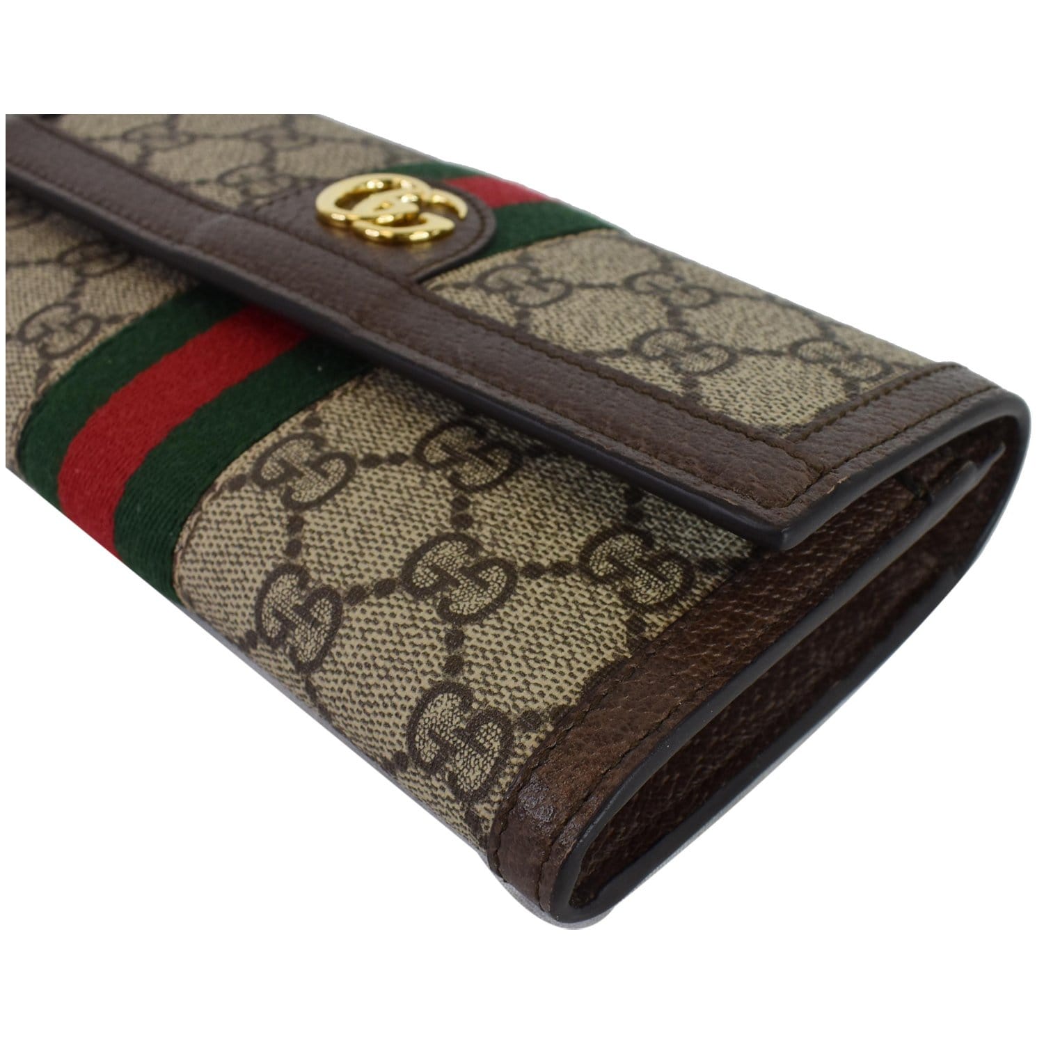 Gucci Original GG Canvas French Wallet in Beige and Emerald Green –