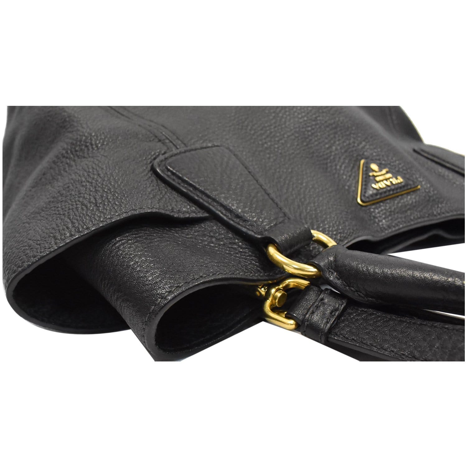 Prada Black Vitello Daino Leather Double Zip Medium Camera Crossbody Bag  Prada