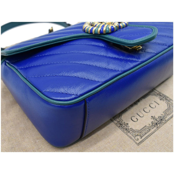 GUCCI GG Marmont Matelasse Leather Crossbody Bag Blue 443497