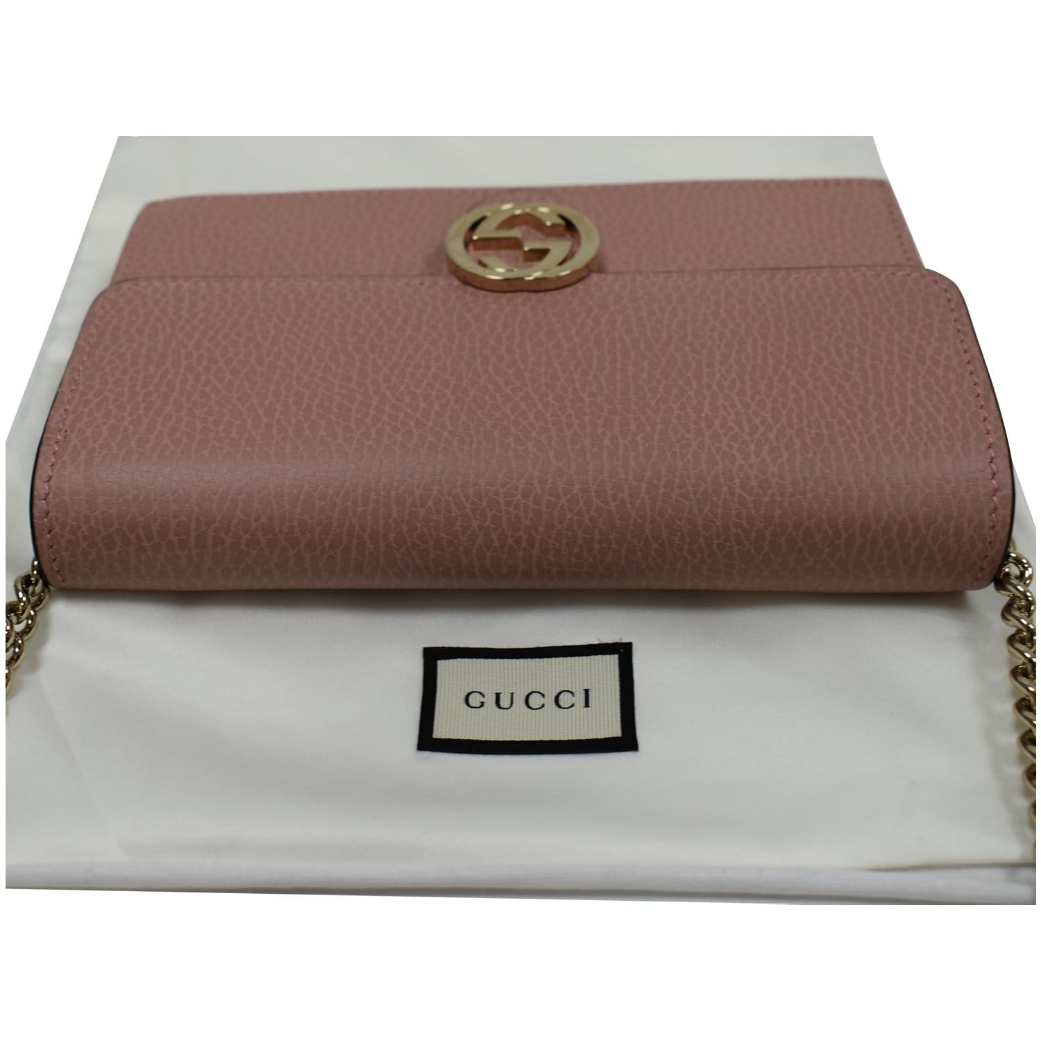 Gucci Interlocking Wallet on Chain (Outlet) Leather Pink 2008051