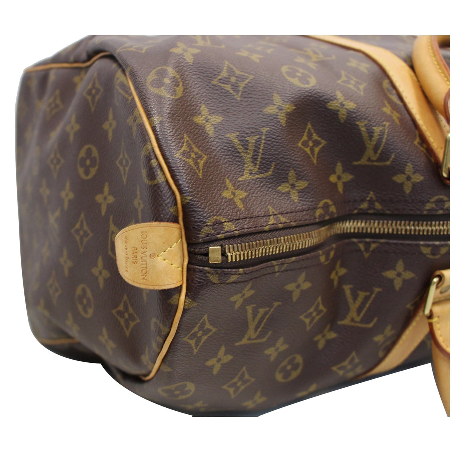 Customized Louis Vuitton Keepall 50 strap Travel bag in brown canvas at  1stDibs