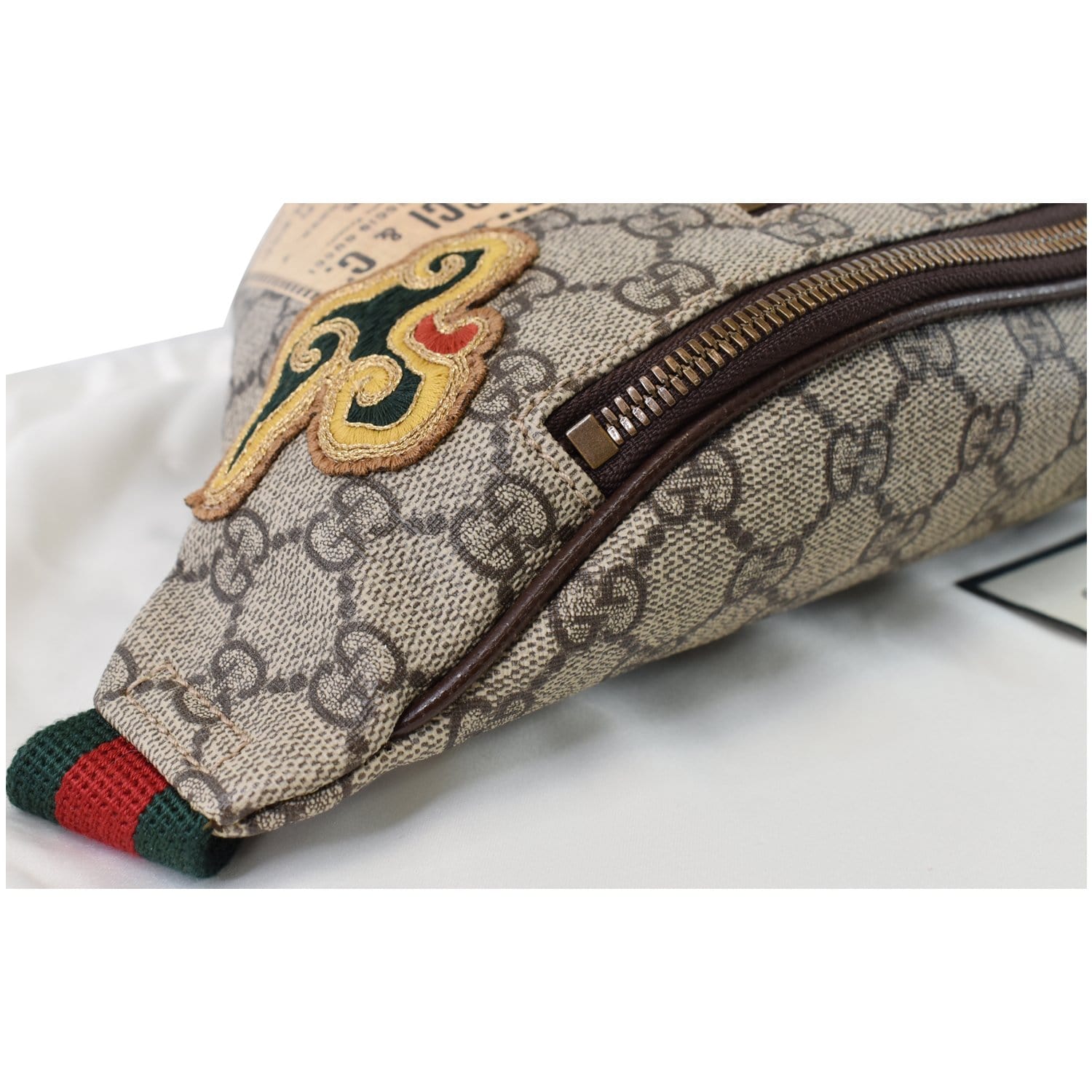 Gucci Courrier Waist Bag GG Supreme Beige/Ebony in Canvas with Brass - US