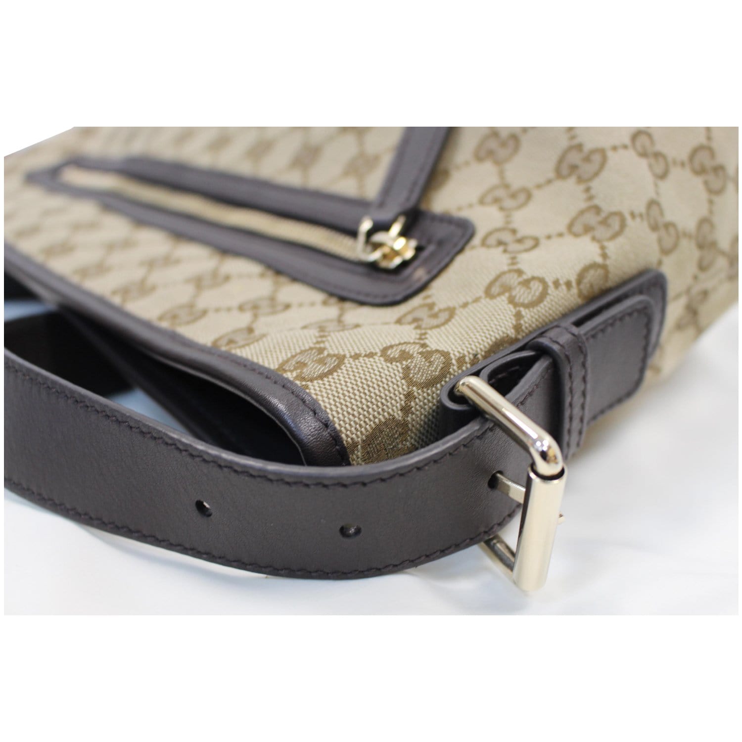 GUCCI GG Plus Monogram Canvas Messenger Shoulder Bag Beige 388930