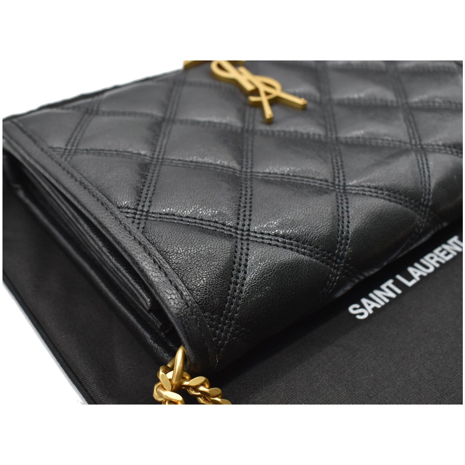 YVES SAINT LAURENT Becky Quilted Leather Crossbody Chain Bag Black