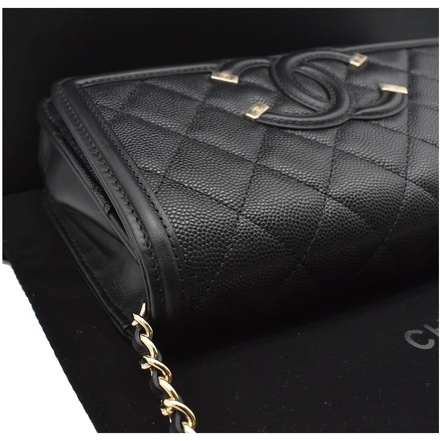CHANEL Caviar Quilted Small CC Filigree Flap Navy 1269915
