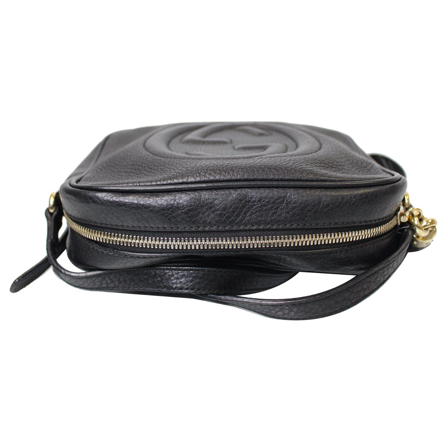 GUCCI Soho Disco Pebbled Leather Crossbody Bag Black 308364