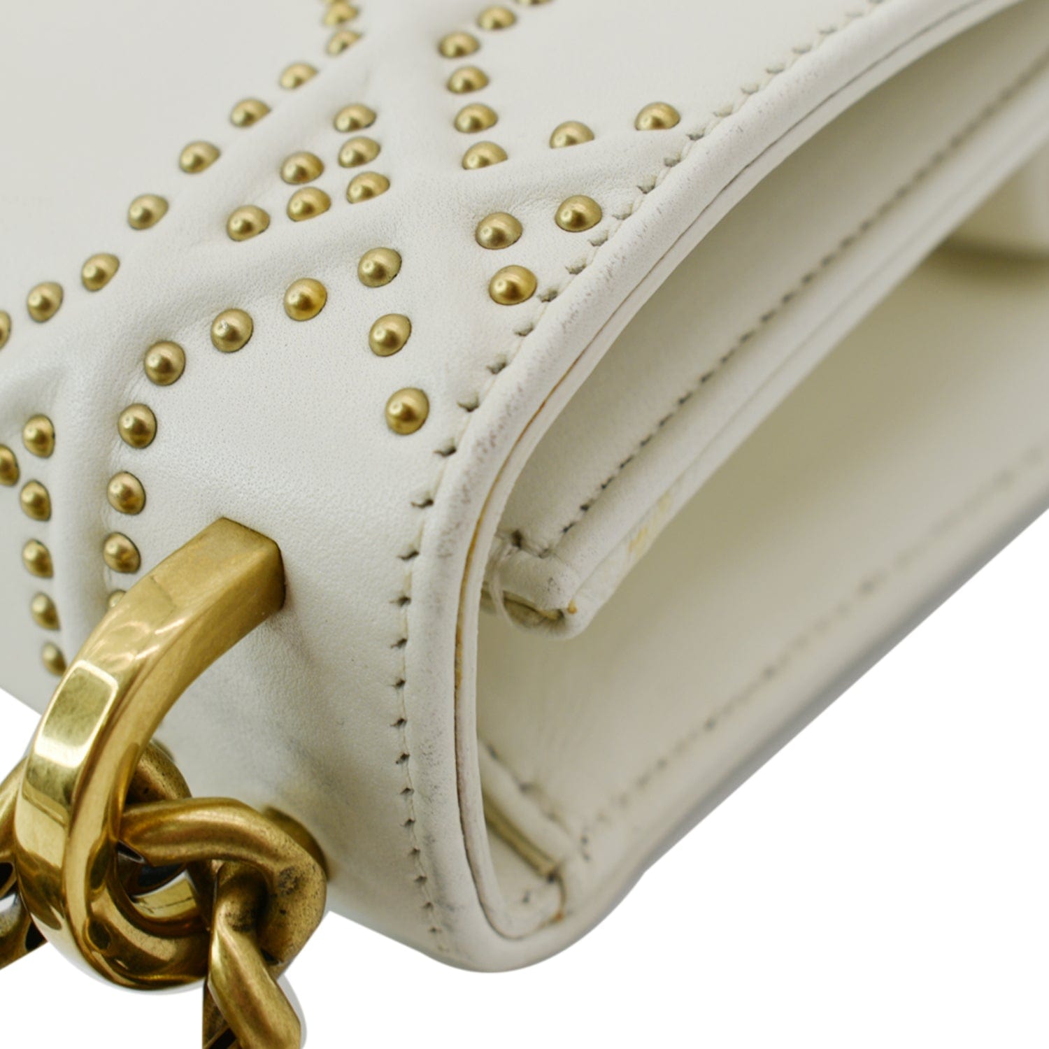 CHRISTIAN DIOR Small Diorama Studded Leather Flap Shoulder Bag White