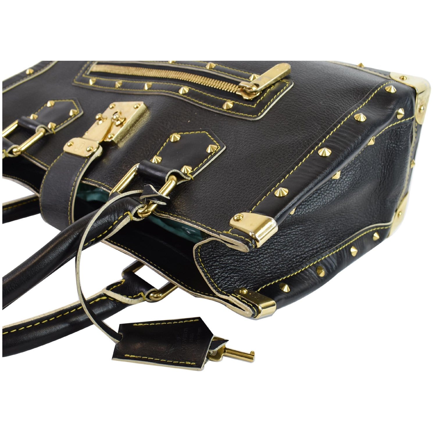 LOUIS VUITTON Black Suhali Leather & Gold Stud LE FABULEUX Shoulder Bag