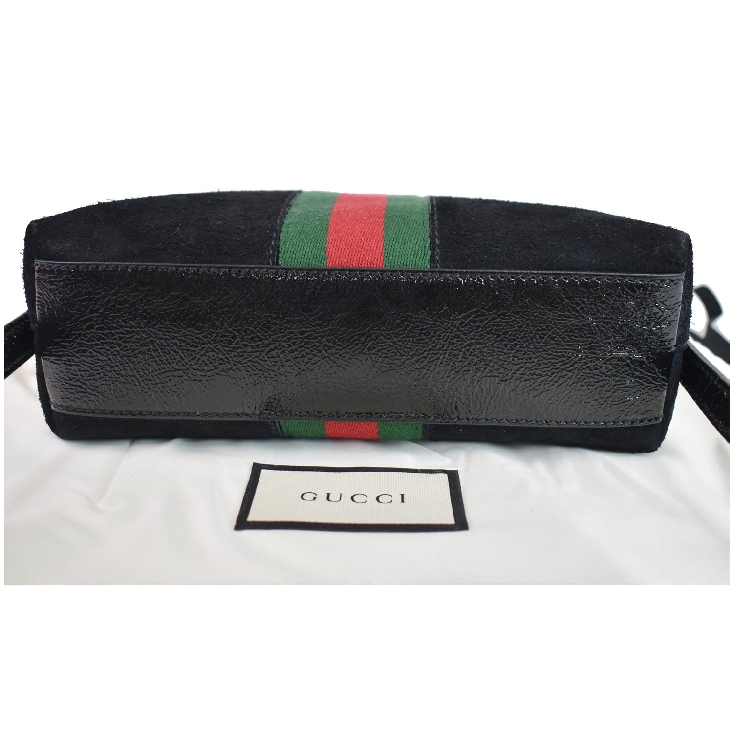 Authentic Gucci Shoulder Bag Black Suede Leather