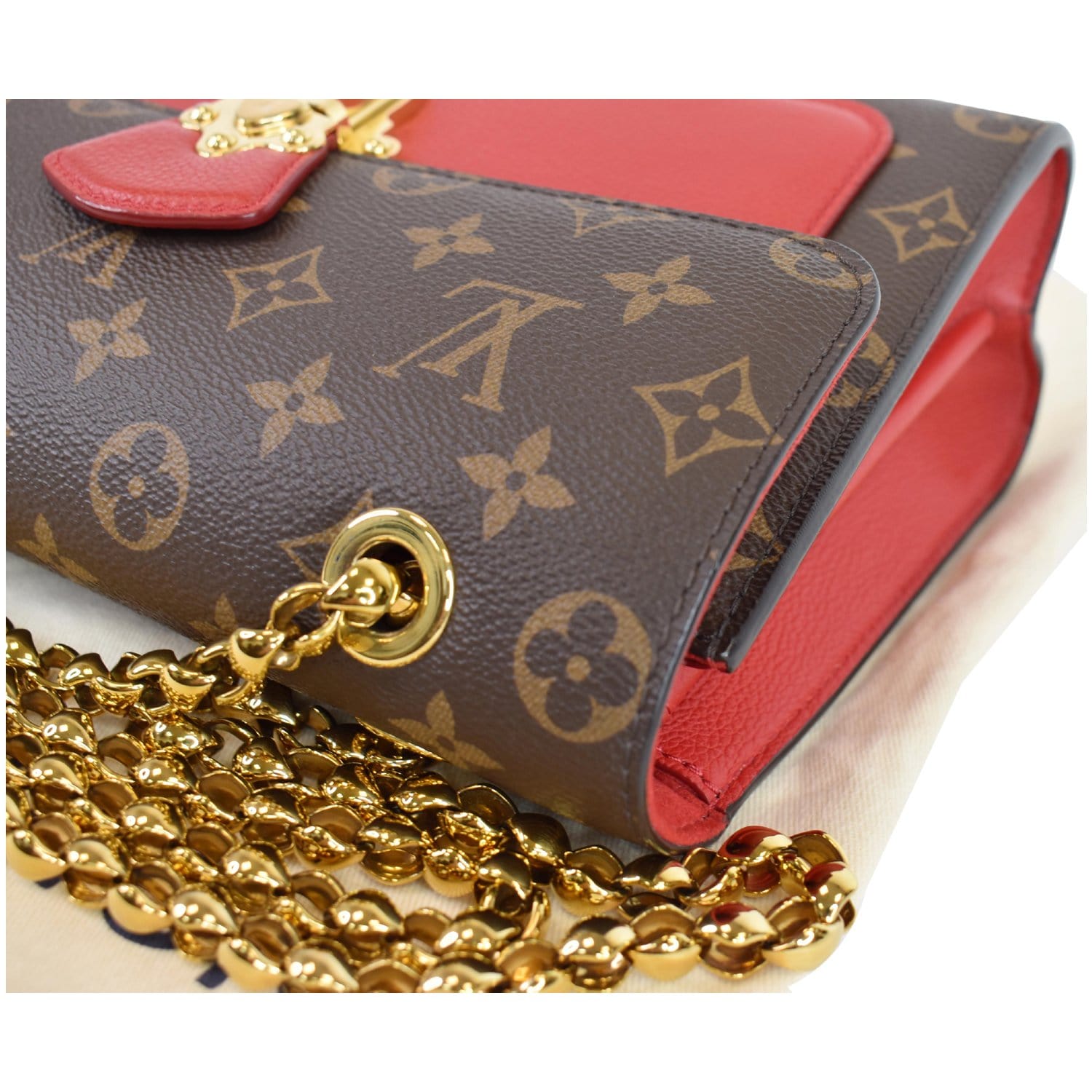 Louis Vuitton Red Monogram Canvas and Leather Victoire Chain Bag