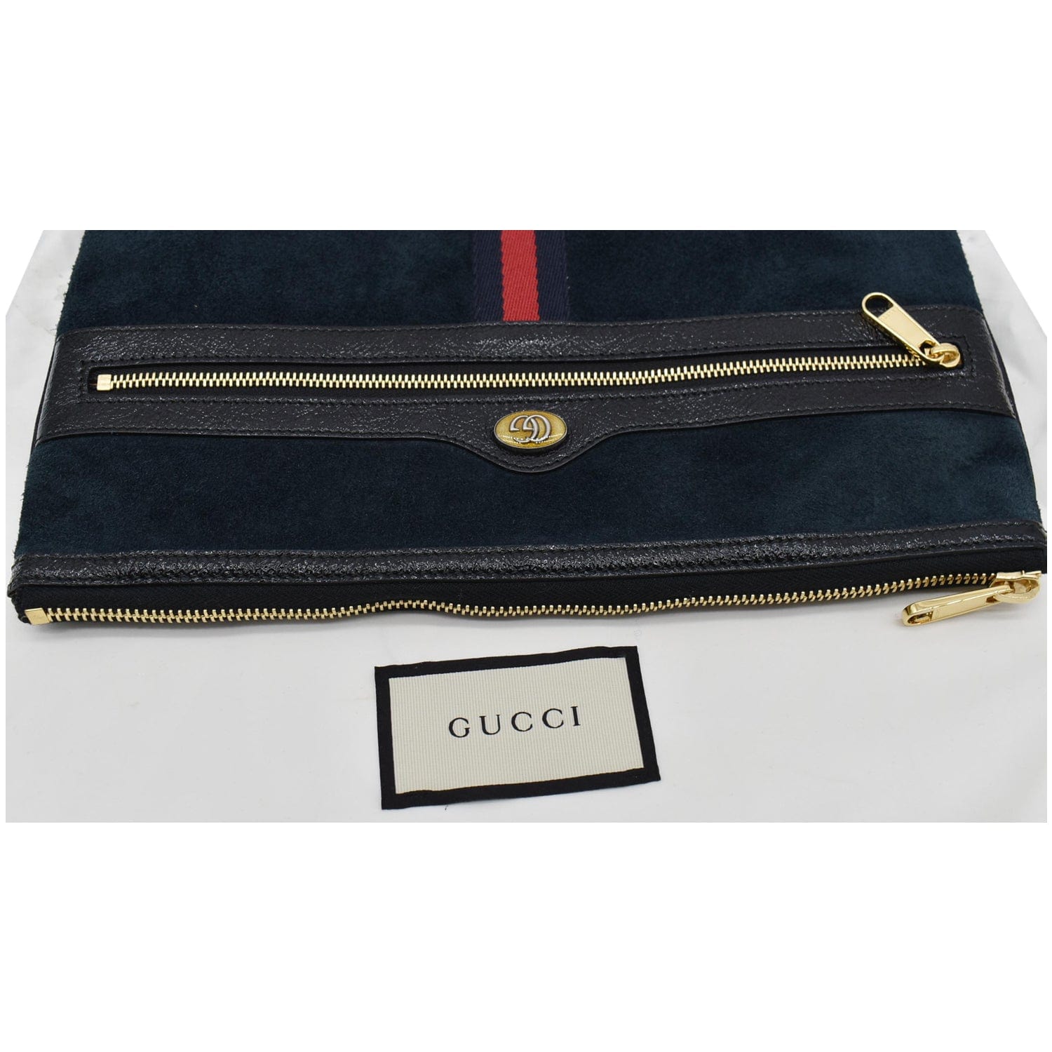 Ophidia GG Leather Card Holder in Blue - Gucci