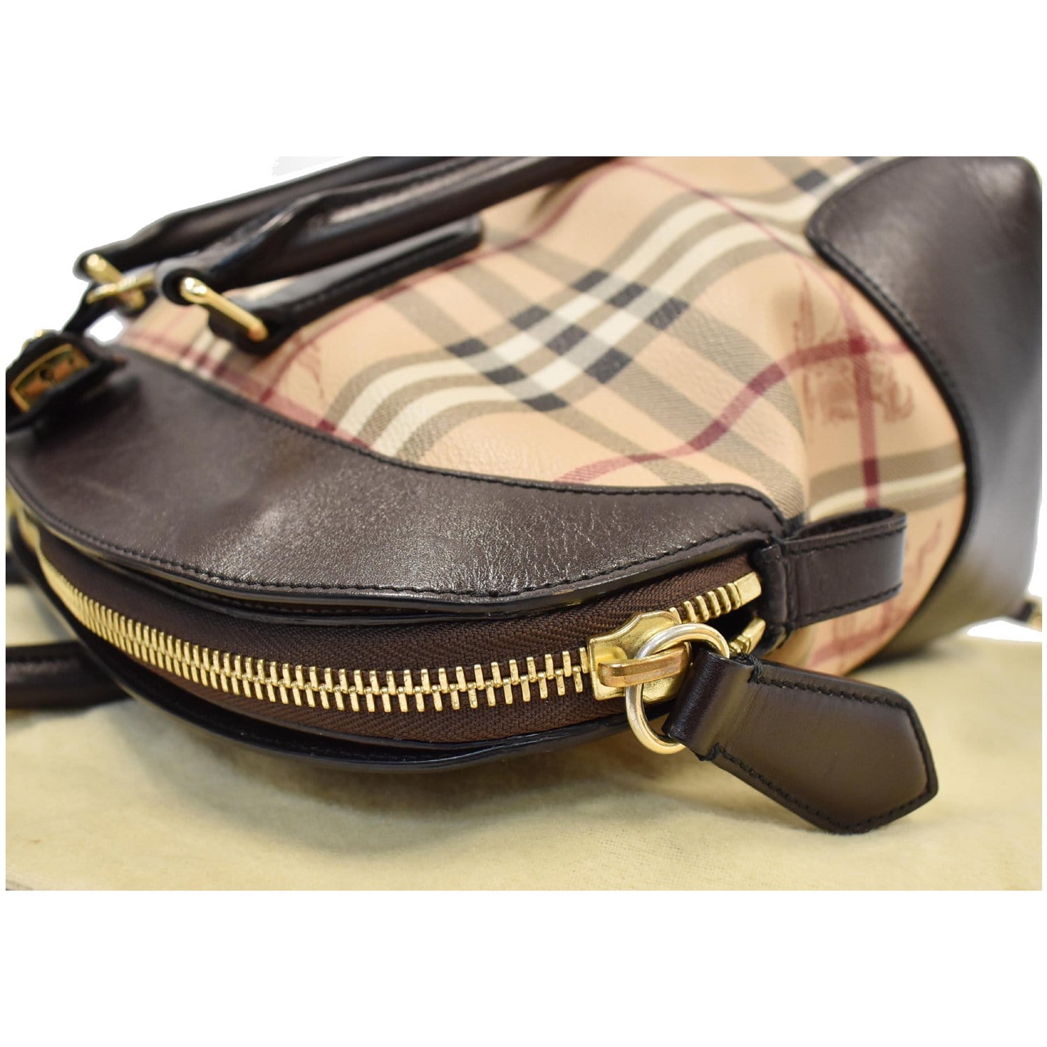 BURBERRY Haymarket Check Medium Golderton Tote Chocolate Purse