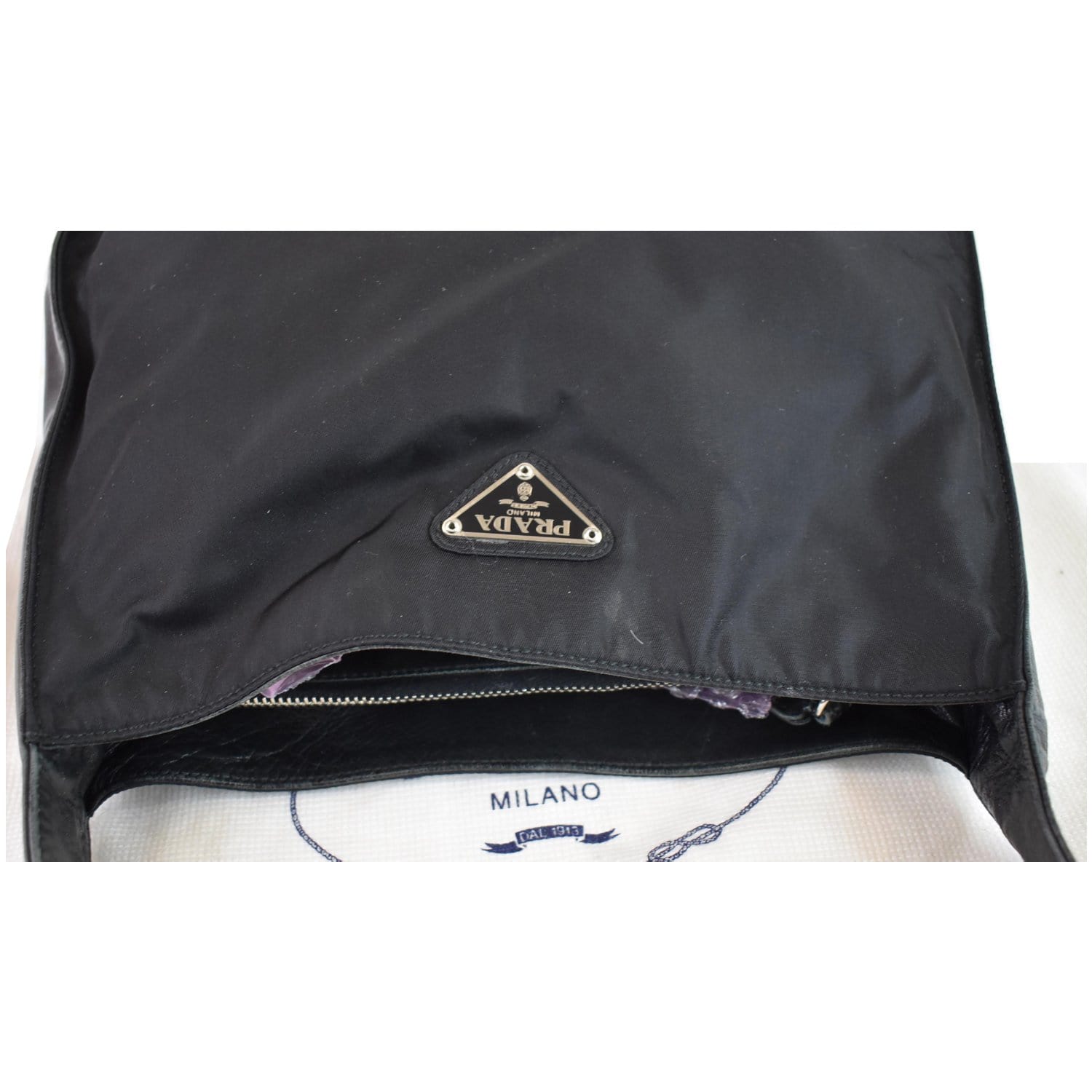 Prada, Bags, Authentic Prada Nylon Leather Black And White Handbag