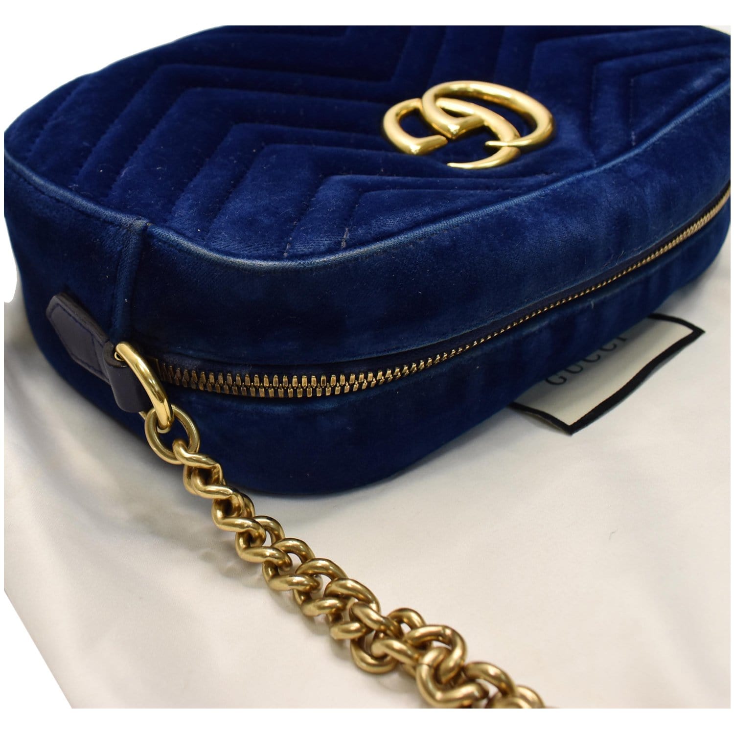 Buy Gucci GG Marmont Shoulder Bag- Cobalt Blue Velvet at