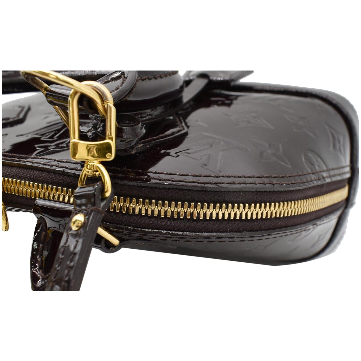 LOUIS VUITTON Alma BB Vernis Leather Satchel Crossbody Bag Amarante-US