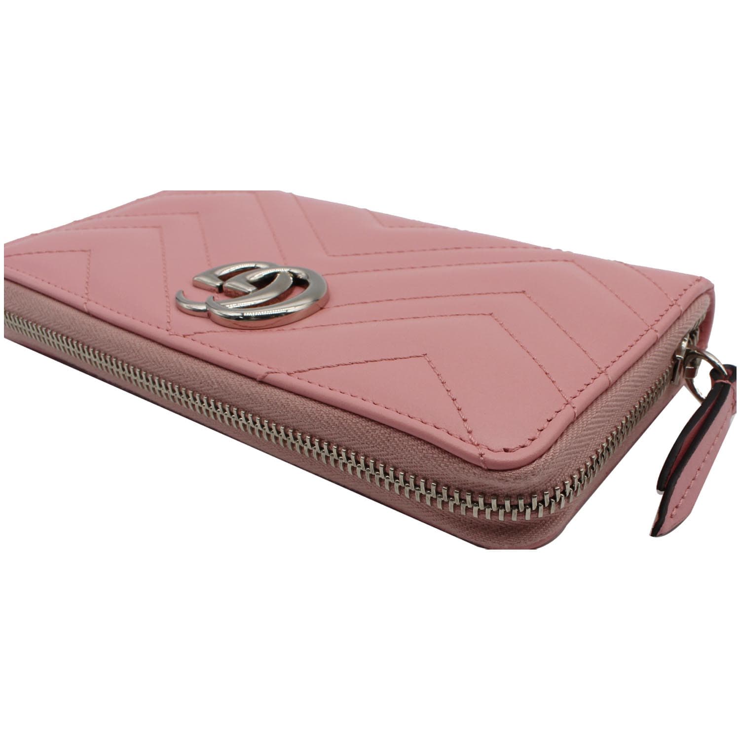 GG Marmont matelassé card case wallet in light pink leather