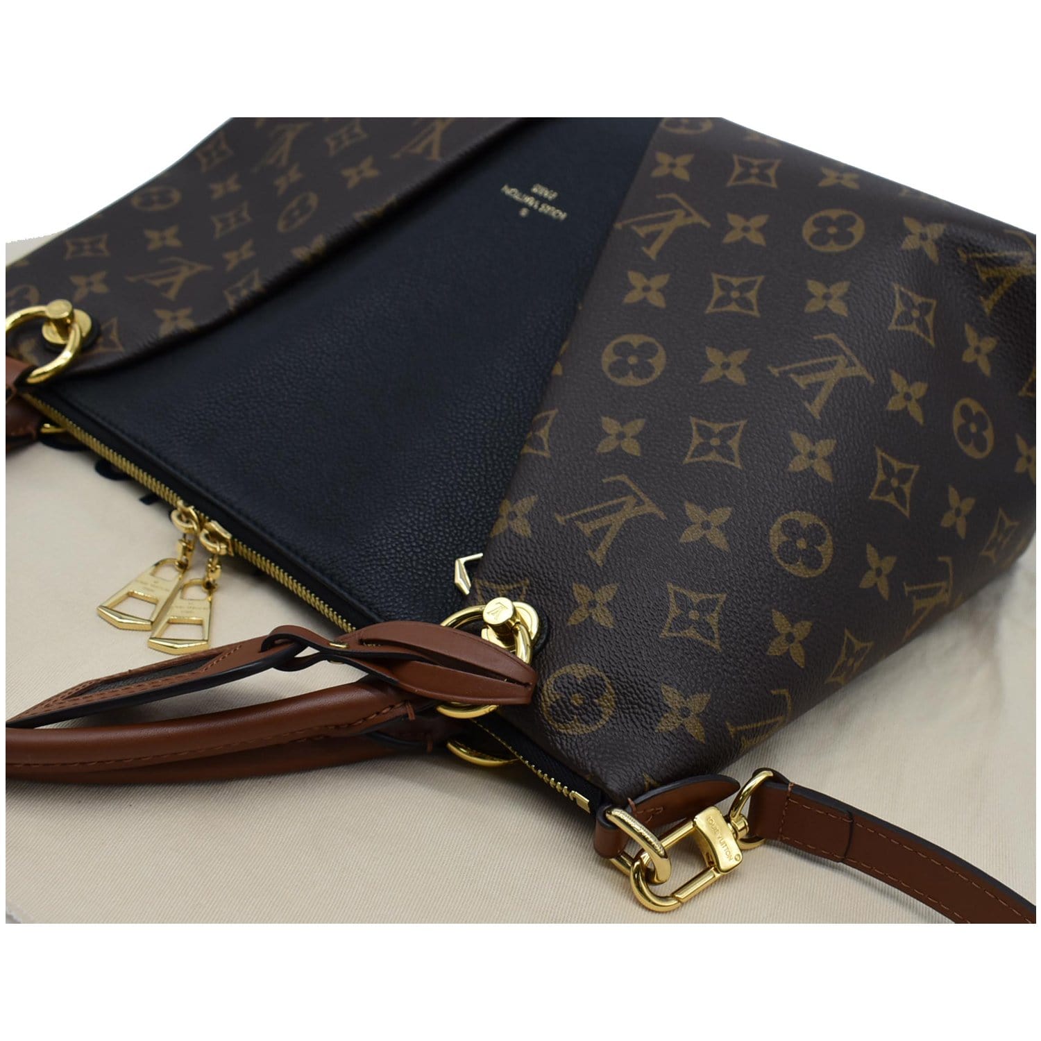 Louis Vuitton V Tote Monogram Canvas and Leather MM Black 1389101