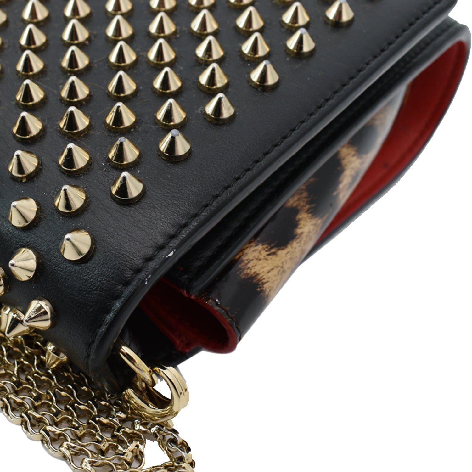 Christian Louboutin Clutch Paloma Spike Black Leather Shoulder Bag