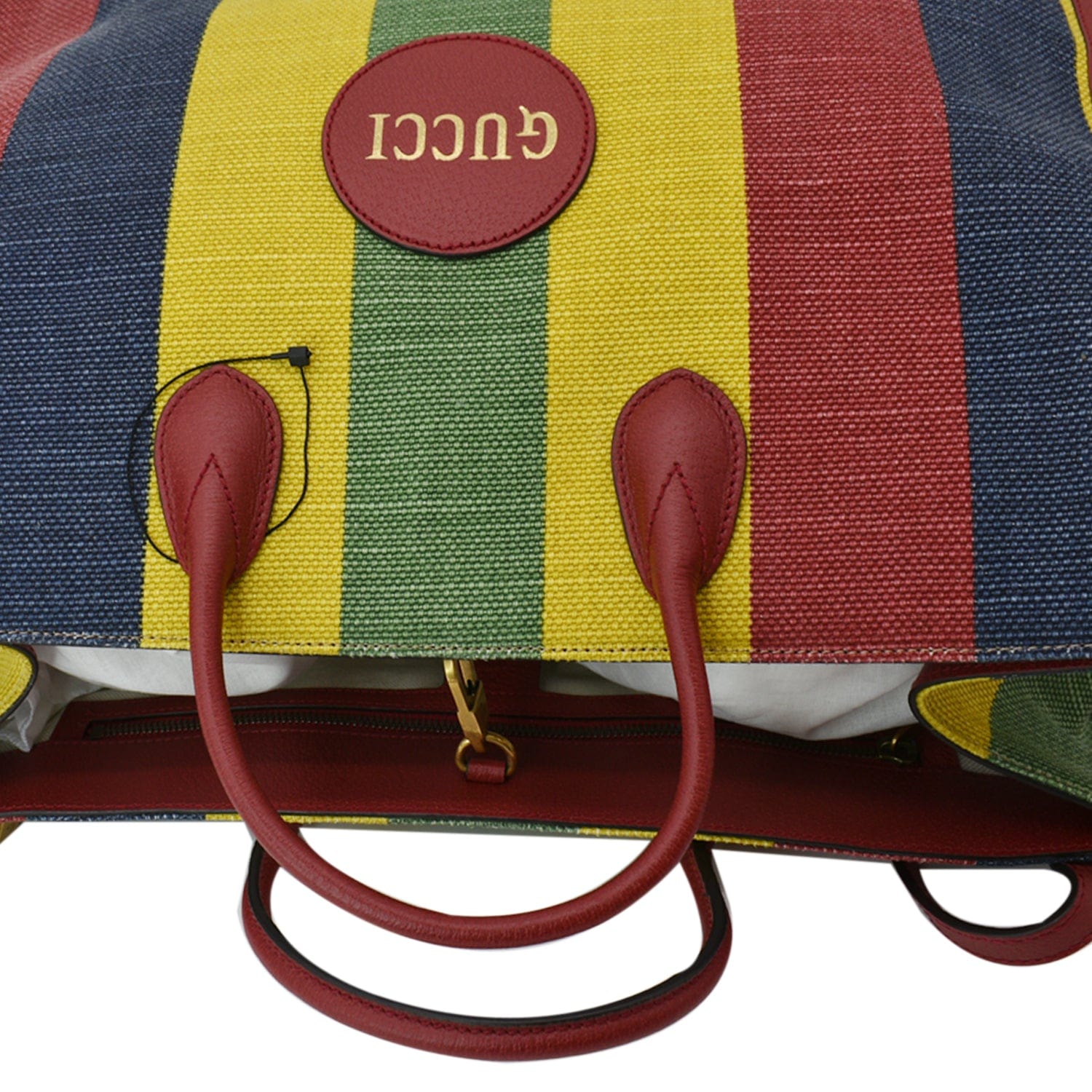 GUCCI Baiadera Stripe Canvas Tote Bag Multicolor 630358