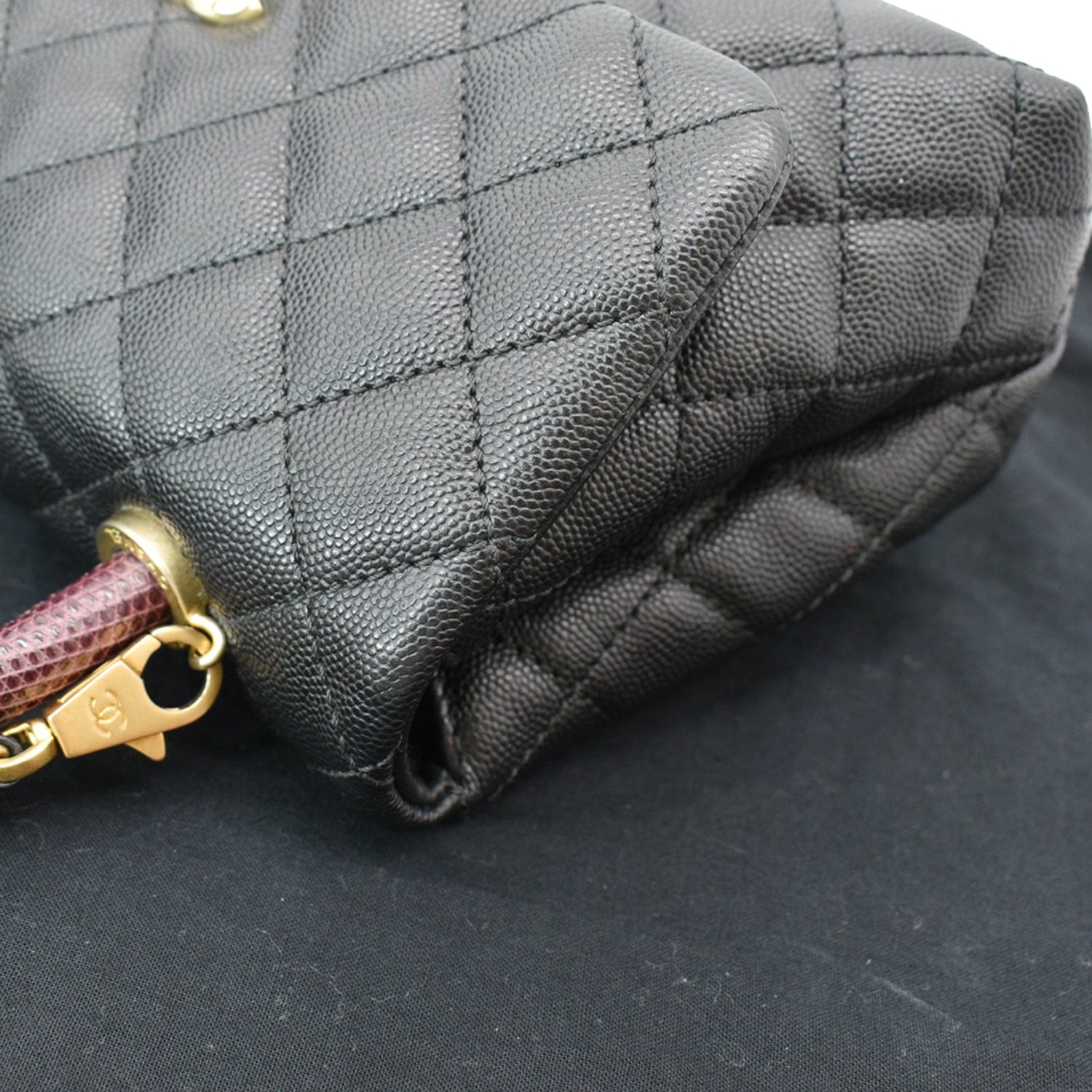 Chanel // Black Aged Calfskin Chevron Small Coco Lizard Handle Bag – VSP  Consignment