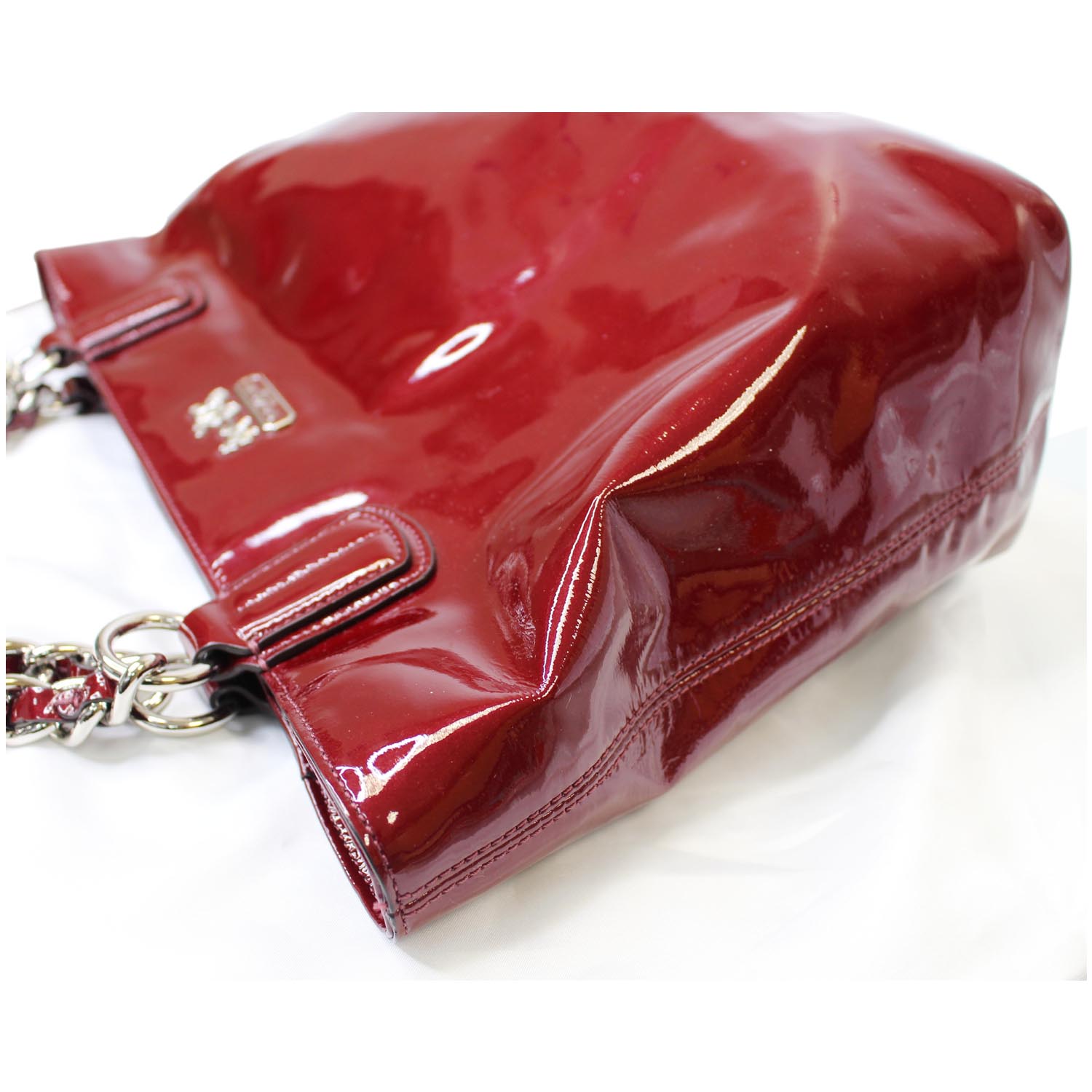 Black and Red Handbag Patent Leather Purse Small Tote Bag 
