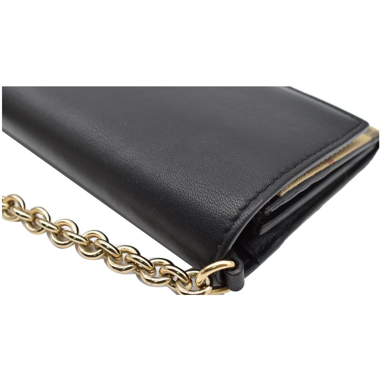 Burberry chain-detail Leather Wallet - Black