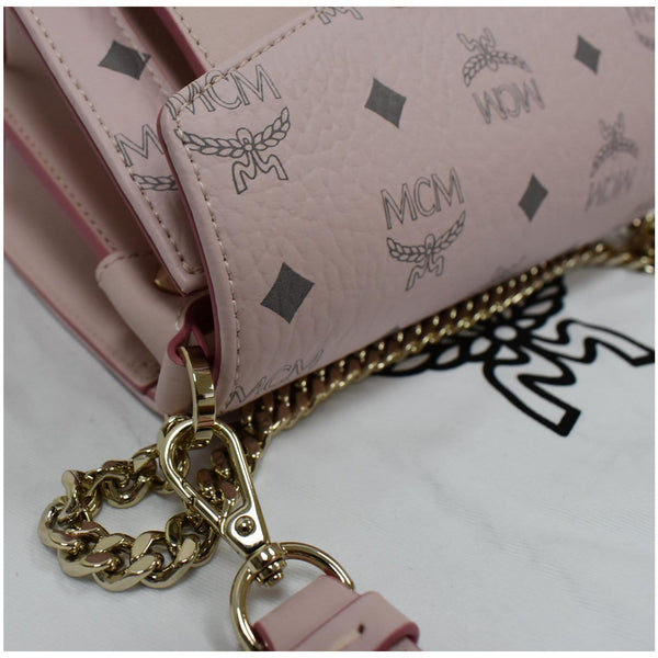 MCM Mini Patricia Visetos Leather Crossbody Bag Powder Pink