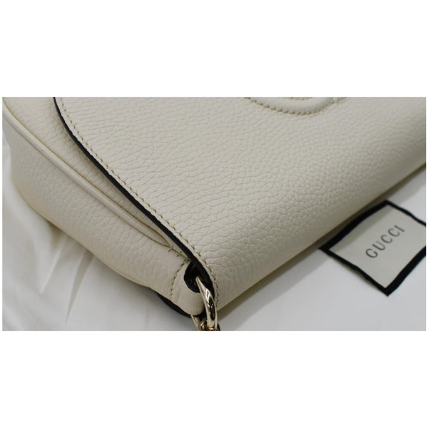 GUCCI Soho Chain Flap Leather Crossbody Bag White 536224