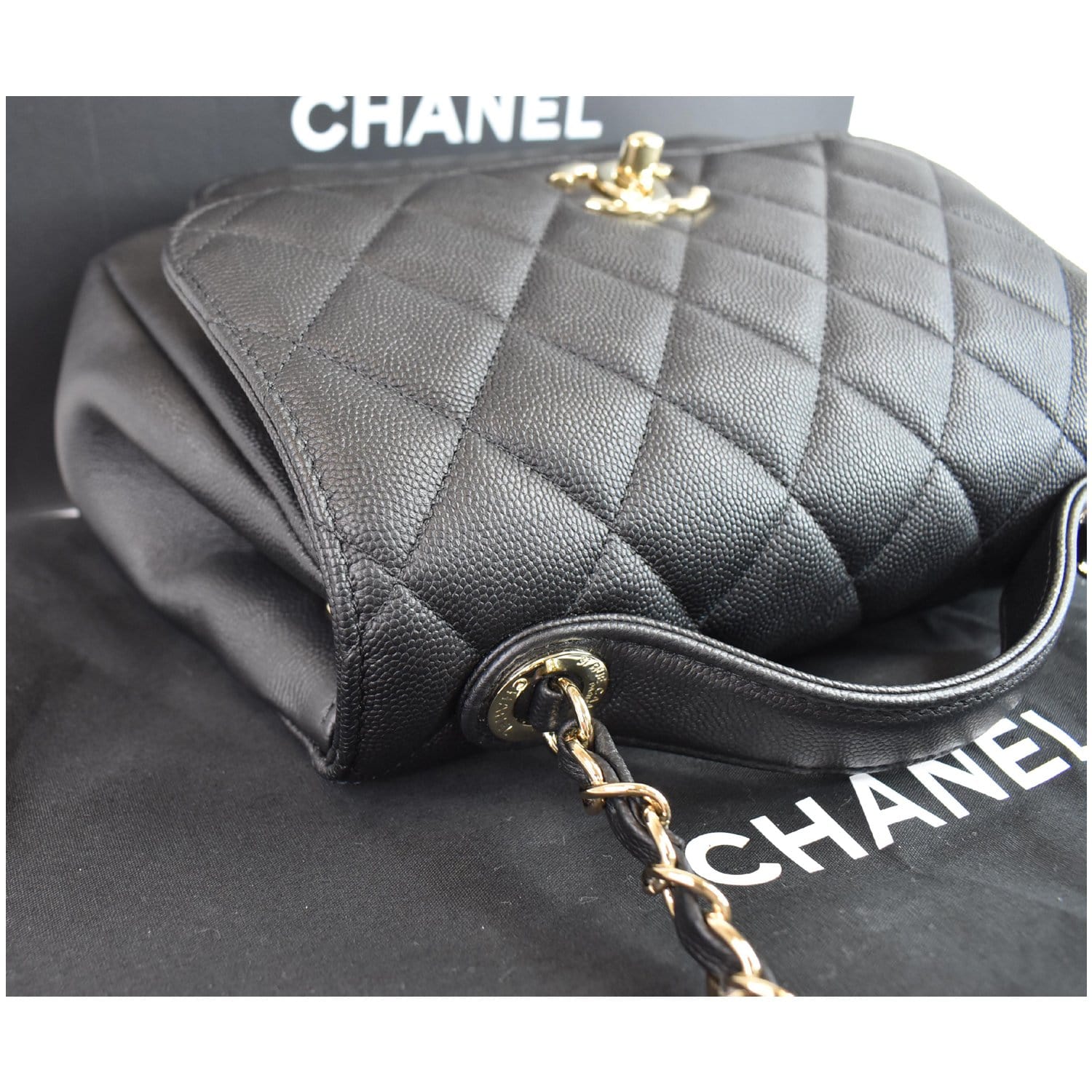 CHANEL Caviar Quilted Large Business Affinity Shopping Bag Black 1288149