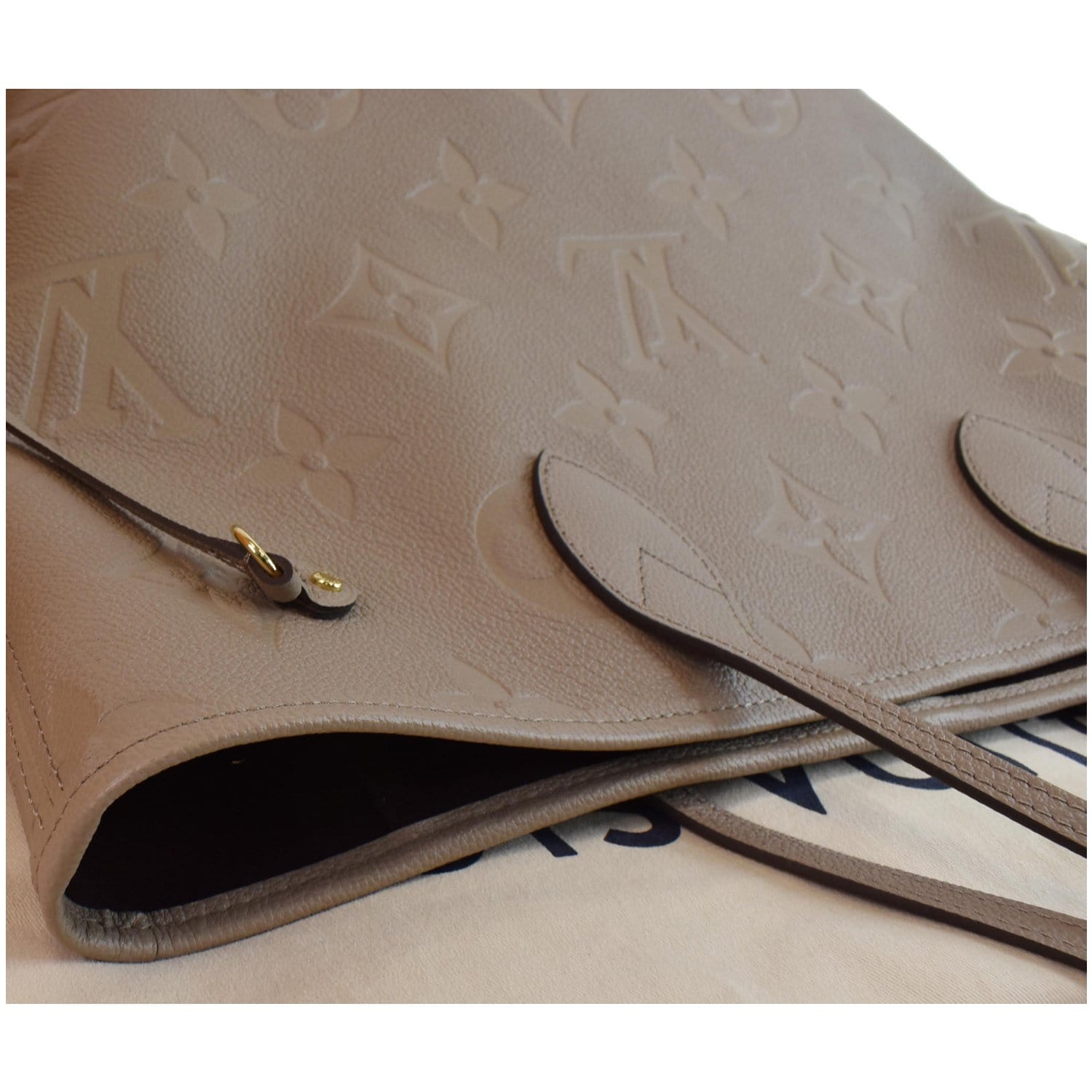 Louis Vuitton Neverfull MM Monogram Empreinte Leather in Beige