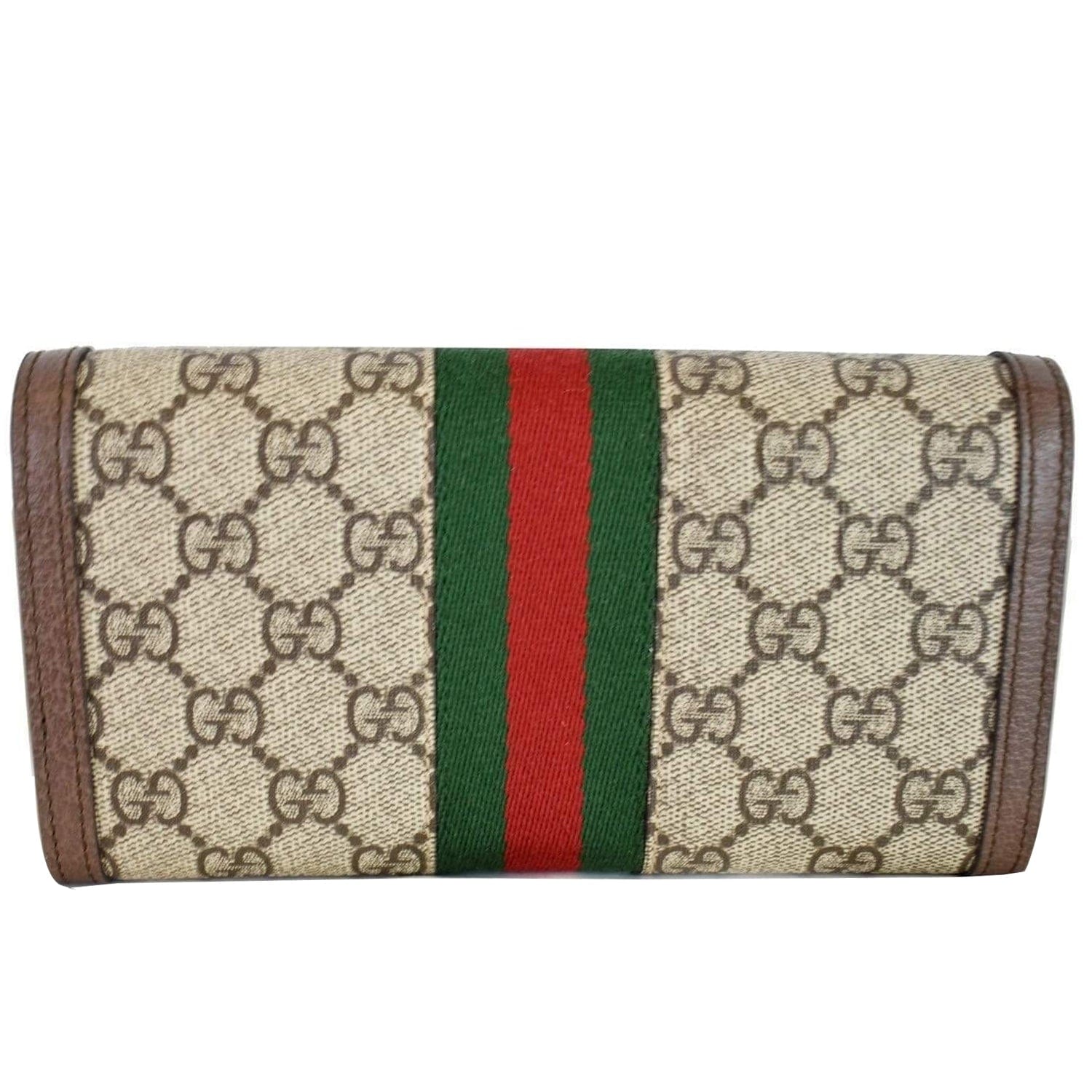 GUCCI GG Supreme Monogram Web Ophidia Continental Wallet Brown