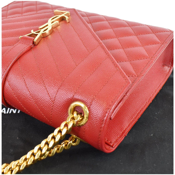 YVES SAINT LAURENT Medium Envelope Leather Chain Shoulder Bag Red