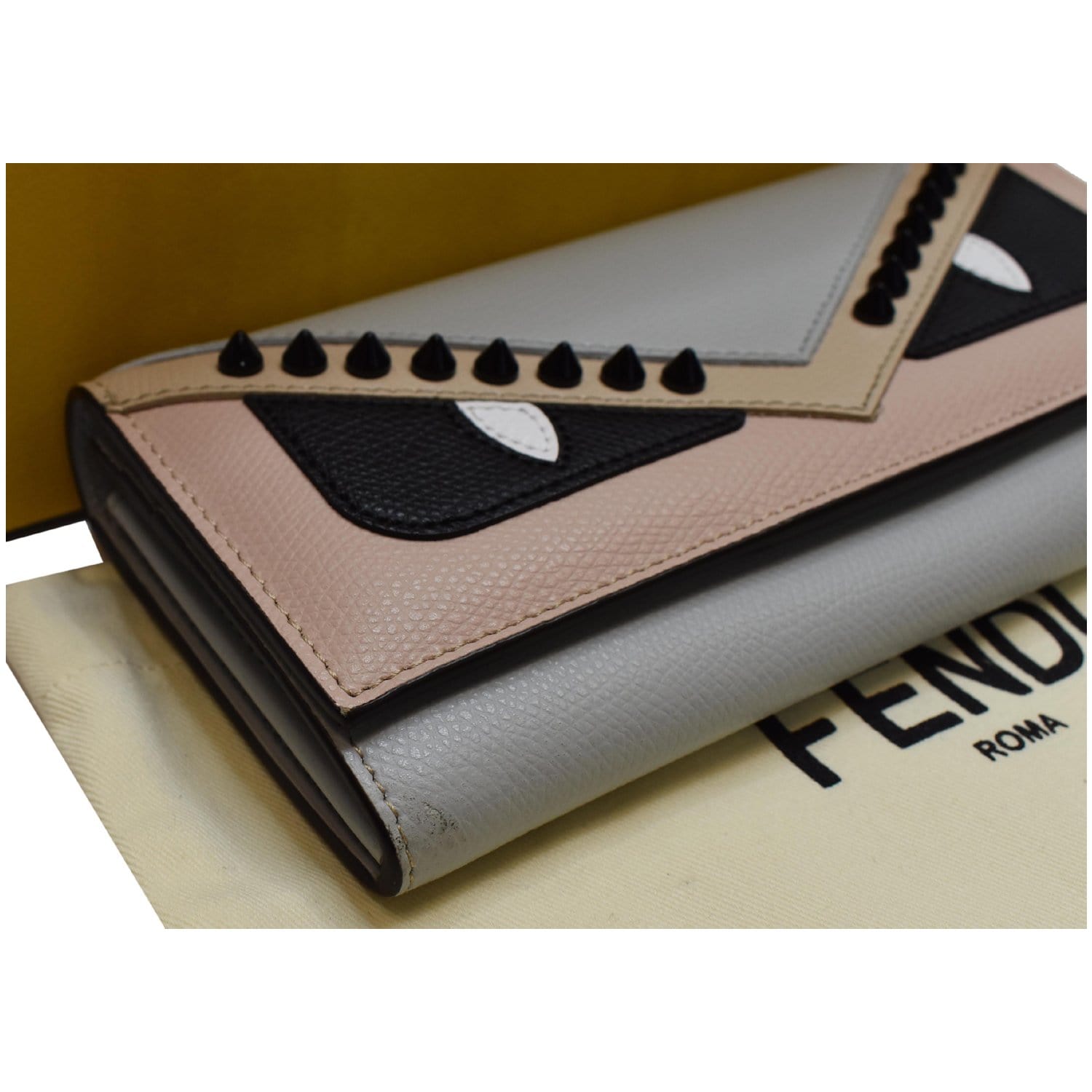 Fendi Monsters Motif Leather Continental Wallet