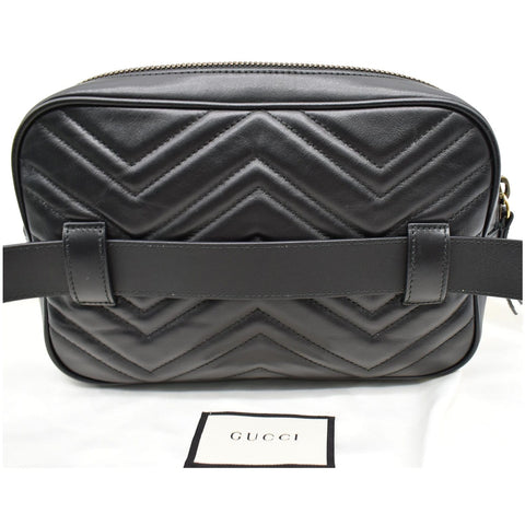 GUCCI GG Marmont Matelasse Leather Belt Bag Black 523380