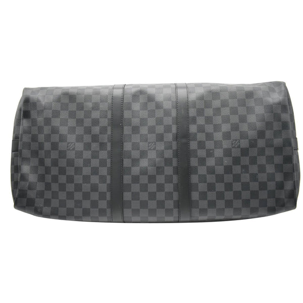 LOUIS VUITTON Keepall Bandouliere 55 Damier Graphite Travel Bag Black