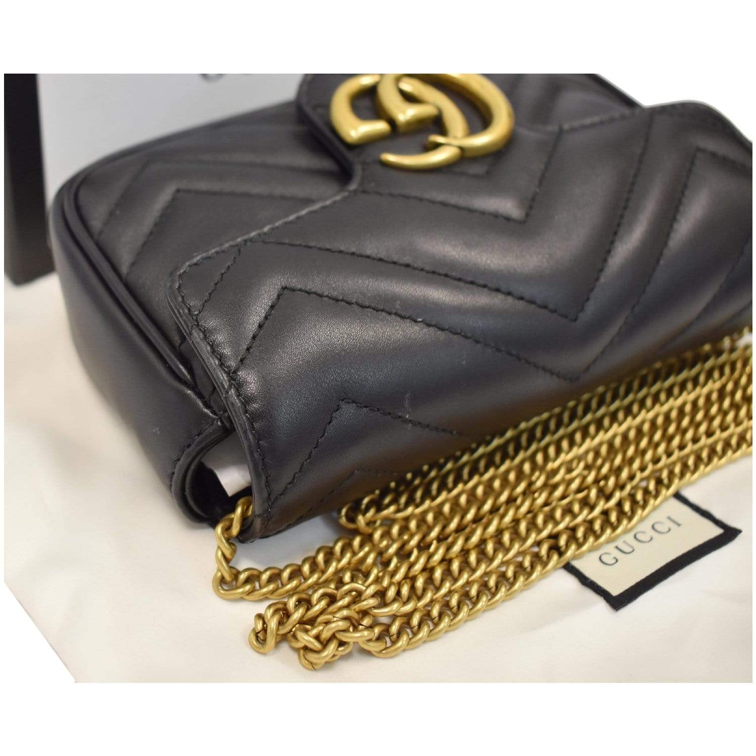 Gucci GG Marmont Super Mini Leather Crossbody Bag Black