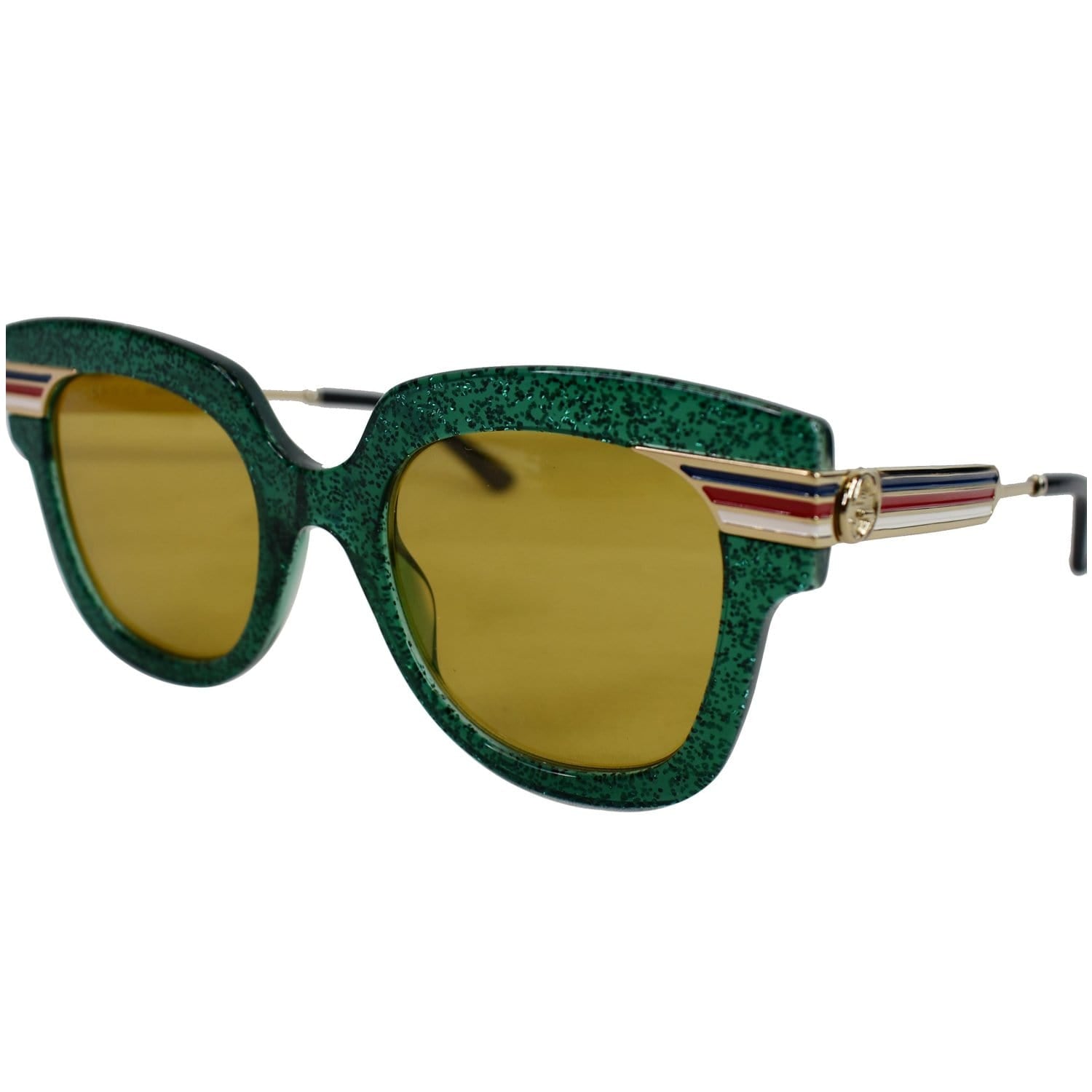 Gylden kapillærer klasse GUCCI Square Glitter Green Sunglasses GG0281S - Final Sale