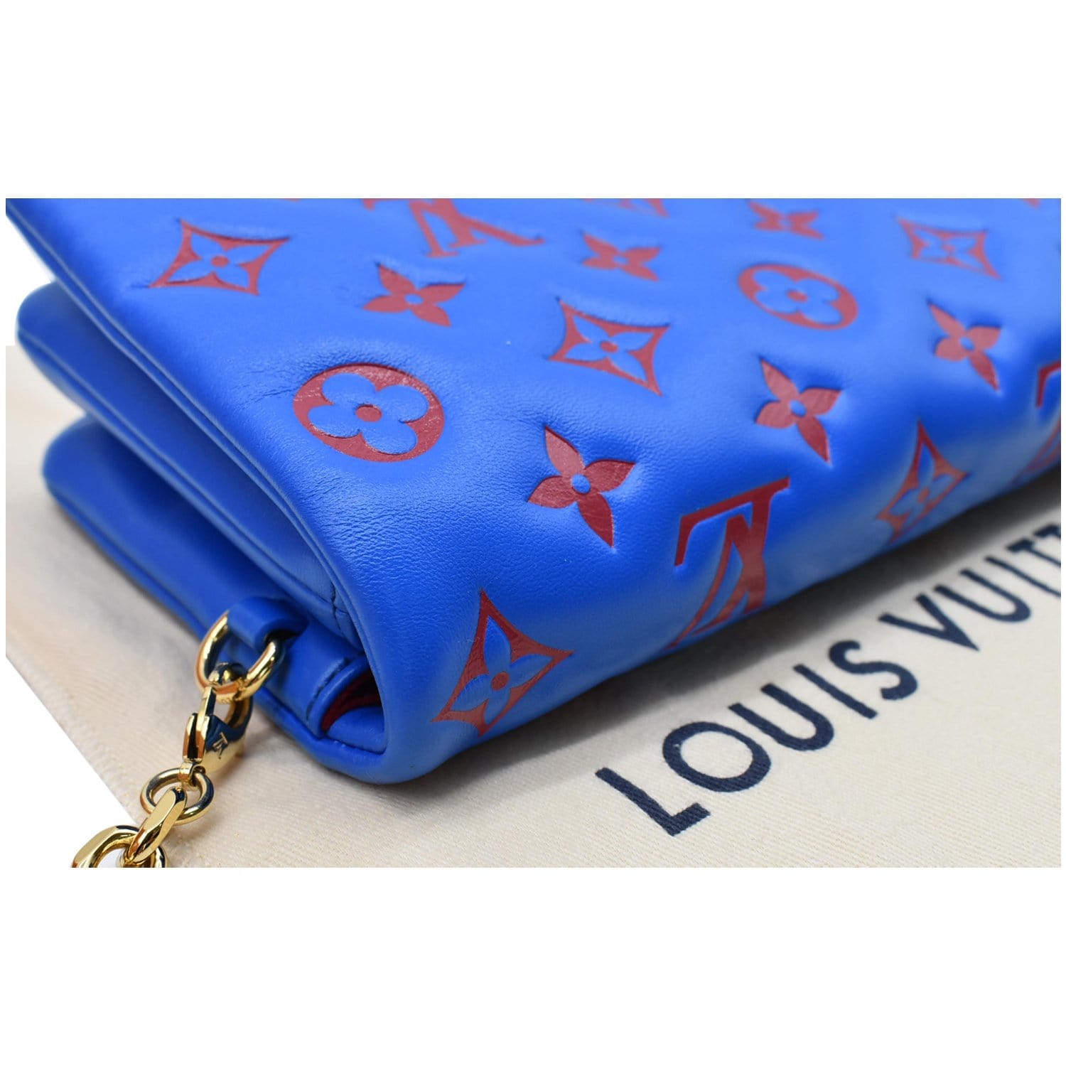 Louis Vuitton 2022 Blue Embossed Multicolor Floral Monogram Coussin MM Bag  at 1stDibs