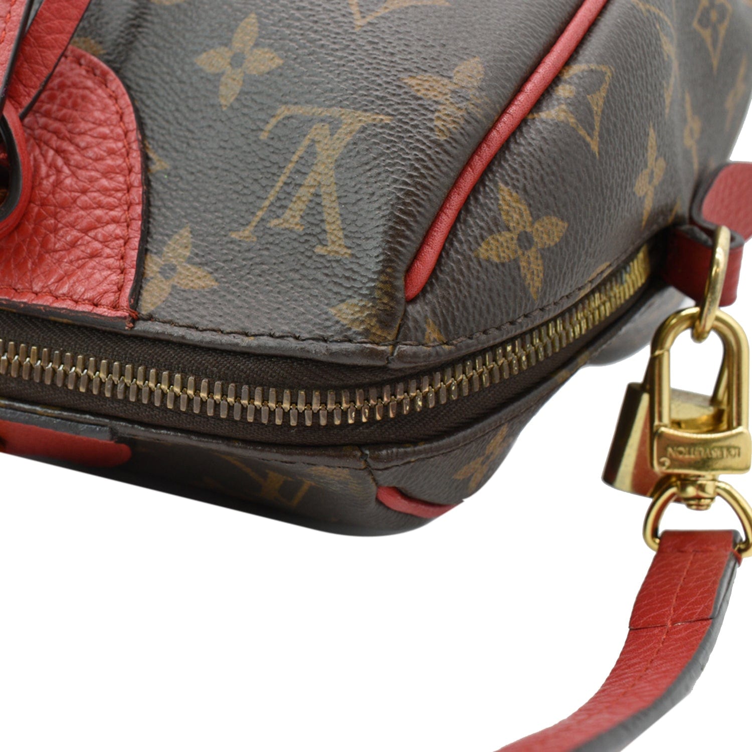LOUIS VUITTON 13 Auth Monogram Red Brown Retiro Speedy Shoulder Bag Strap  LV