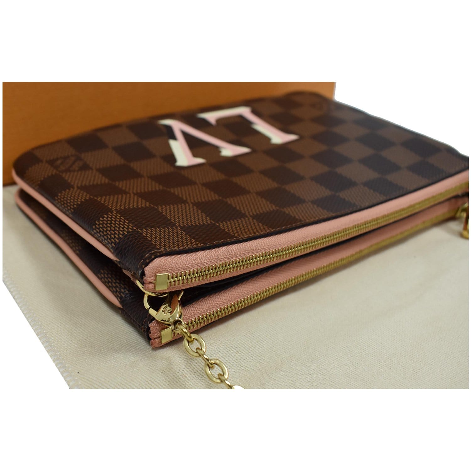 Double Zip Pochette Damier Azur Canvas - Wallets and Small Leather