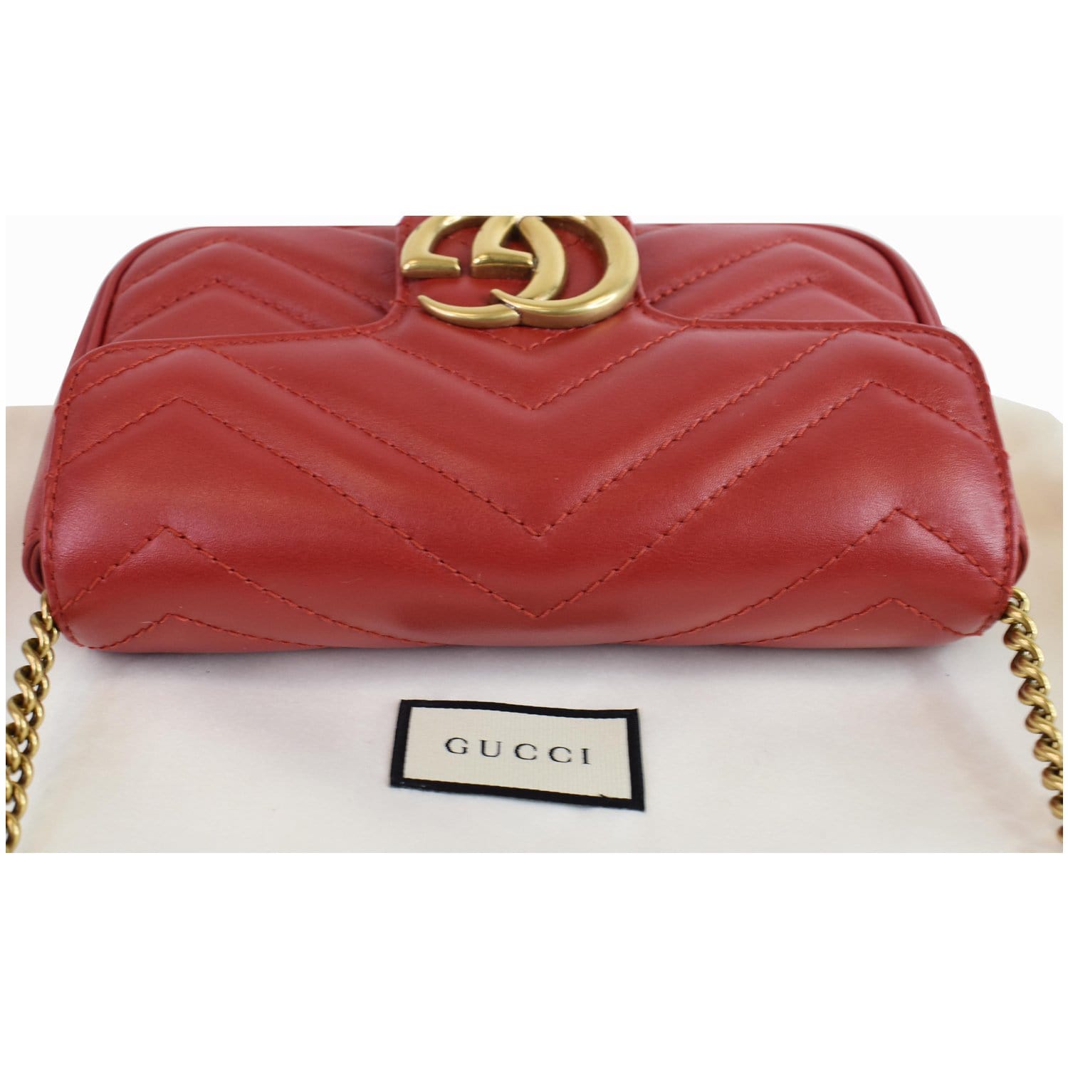 Gucci GG Marmont Matelasse Super Mini Bag Red in Leather with