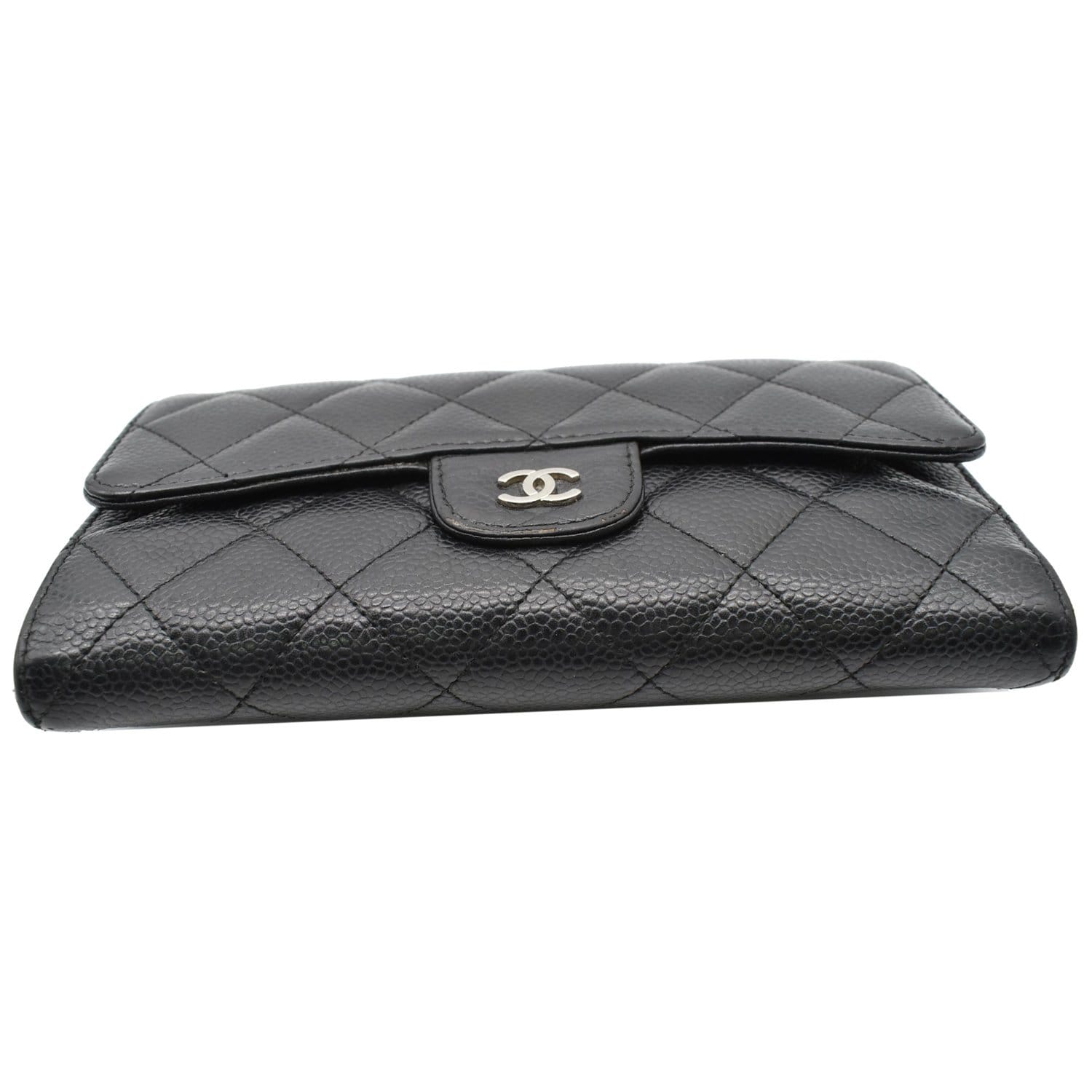 Chanel Classic Quilted Caviar Black Cardholder Gold Hardware Flap Card  Wallet
