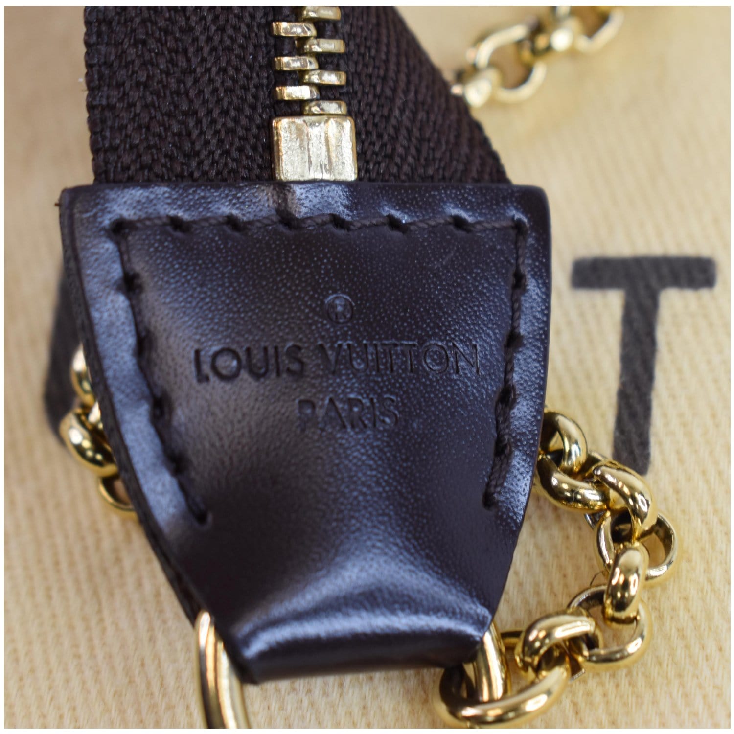 LOUIS VUITTON Damier Ebene Eva Chain Strap Clutch Shoulder Bag