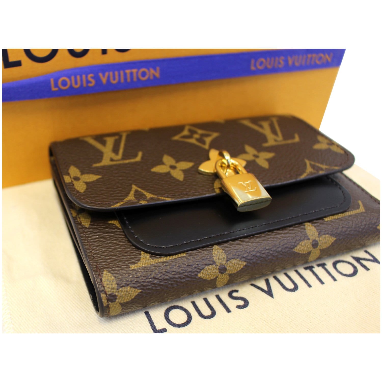 Louis Vuitton Monogram Flower Lock Compact Wallet (Authentic