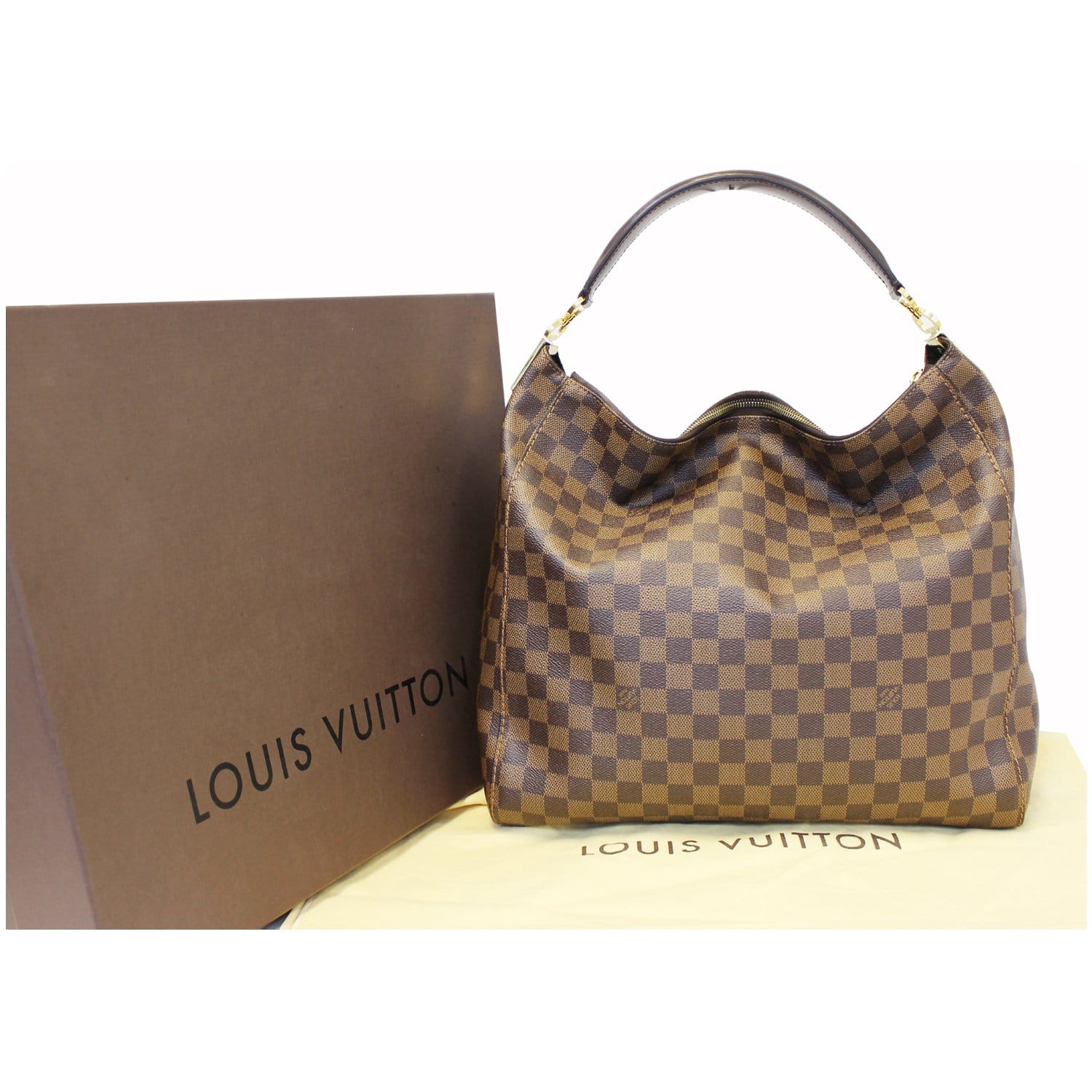 Louis Vuitton Damier Ebene Portobello GM - Brown Hobos, Handbags