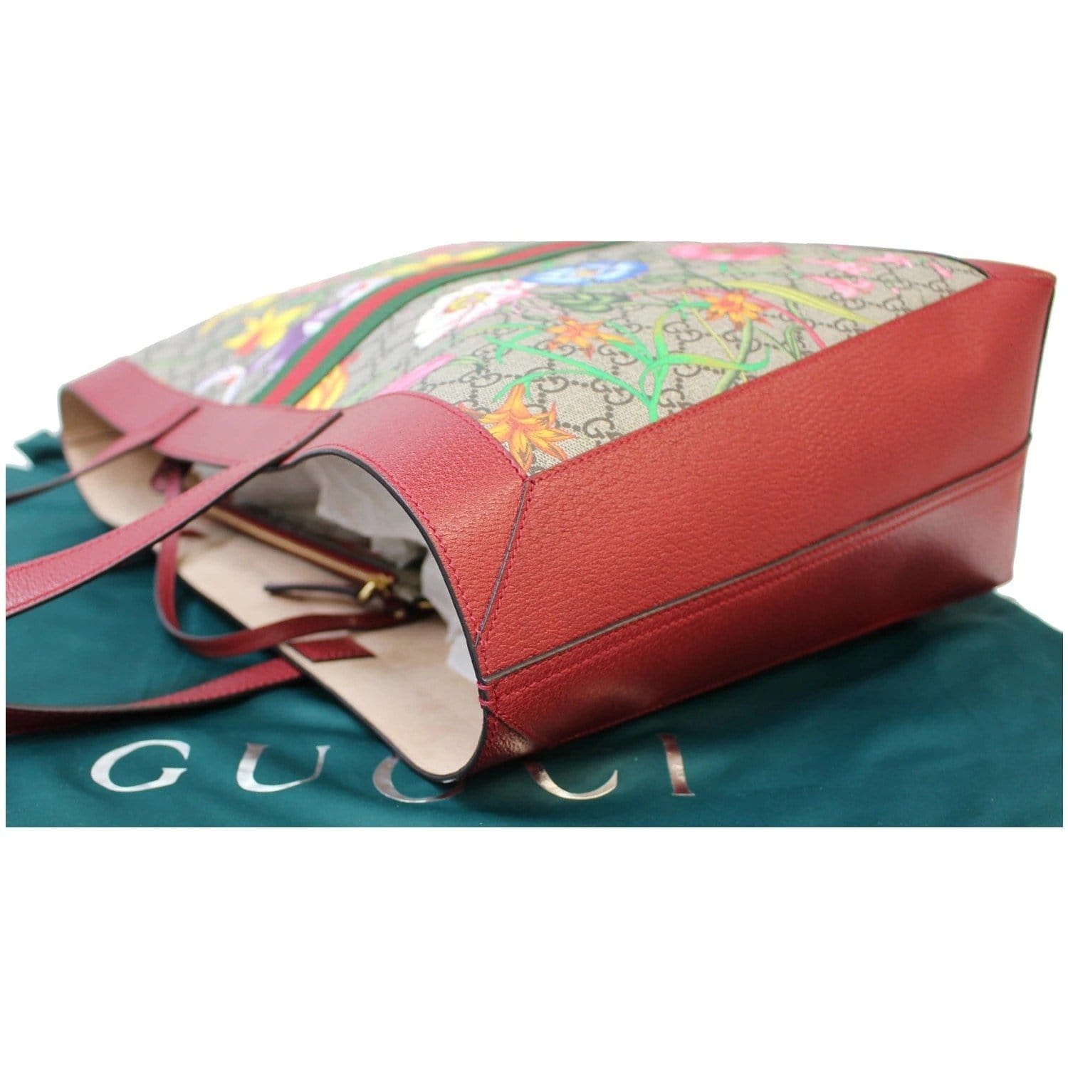 GUCCI Ophidia GG Flora Medium Tote Bag Red 547947-US